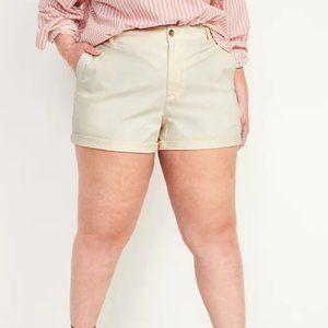 High-Waisted Chino Shorts Off White